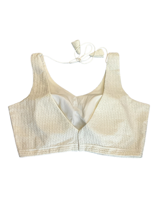 Size 36" / UK 10 - Cream - Sleevless Saree blouse with cups - UK Stock - With Margin inside - VAM1301 - KY