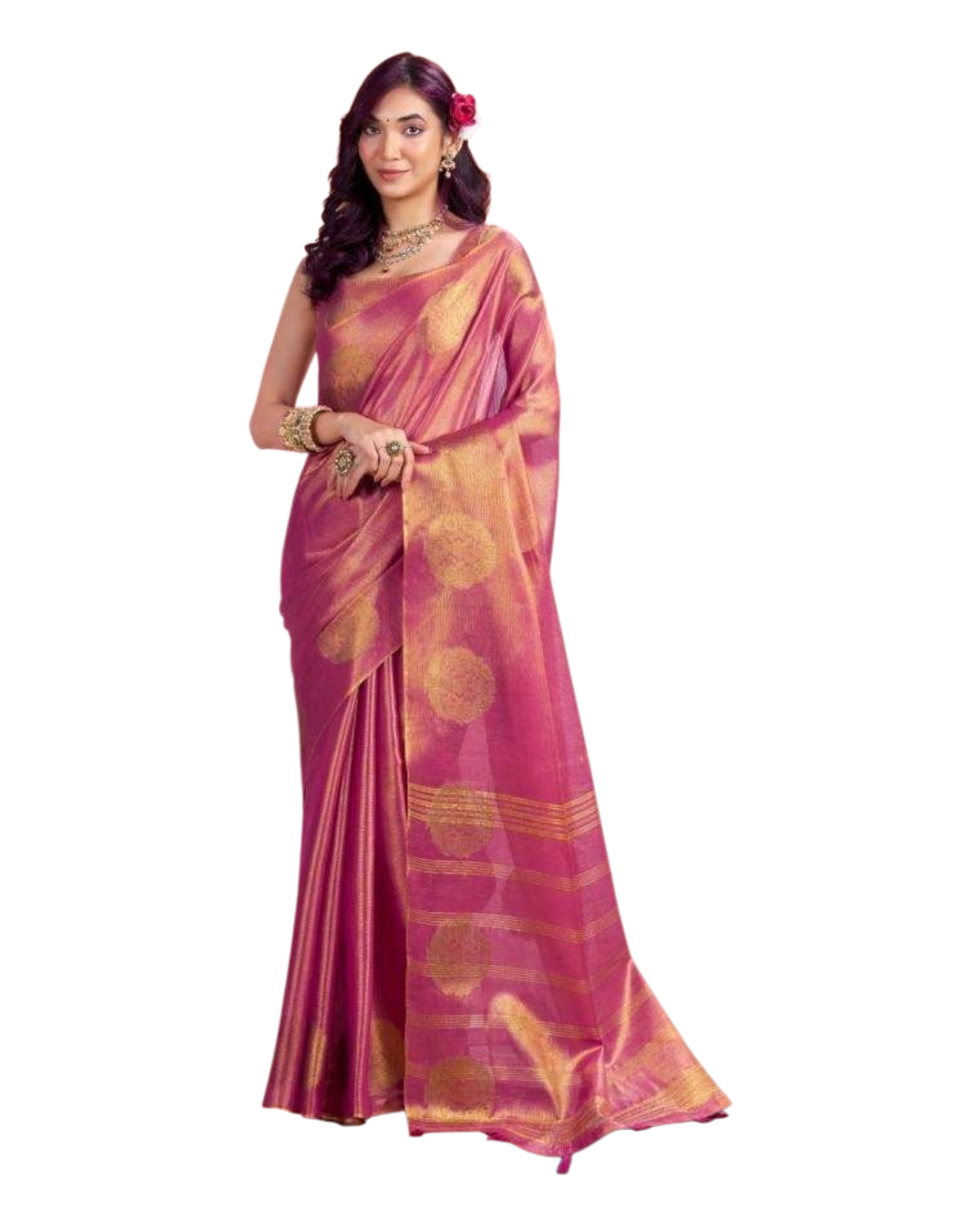 Fuchsia Pink - Traditional Silky Fancy Saree with Blouse Piece - UK Stock - 2/3 days Delivery  12KT25 RP474