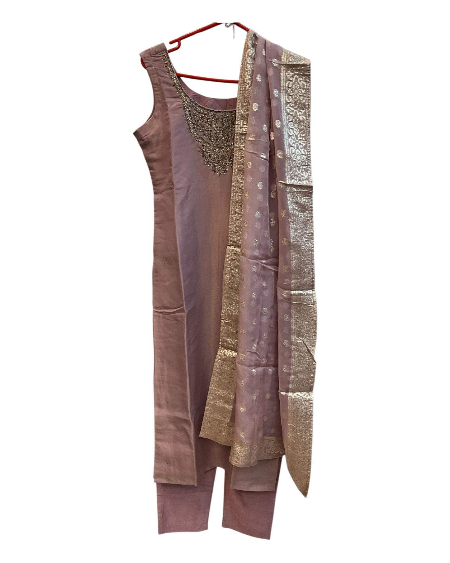 UK10 / 36" - Dusty Pink - Silky Ladies Trousers Suit - Sangeet / Henna / Temple - OC42067 TY