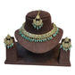 Turquoise Blue - Medium Size Antique Gold Finish Necklace Set with Earrings - RZ31 KYp