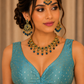 40" / UK 14 - Light Blue - Silky Designer Saree blouse with cups,  Sleeveless - UK Stock - Quick Delivery - RNK - R717 KV