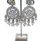 Clear - Large Size Silver Finish Long Necklace Set with Earrings - RZ13  11KT24