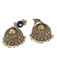 Blue - Large Size Antique Gold Finish Necklace Set with Earrings - SV2405  KJ 0424