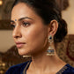 Navy Blue - Royal Teardrop Kundan & Pearl Jhumka Earrings - 6JE06 10Pp26