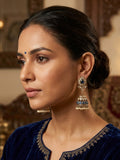 Navy Blue - Royal Teardrop Kundan & Pearl Jhumka Earrings - 6JE06 10Pp26