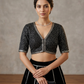 Size 42" / UK 16 - Black - Rich Silky Embroidered Saree blouse with cups - UK Stock - Quick Delivery - RNK - R885-KC
