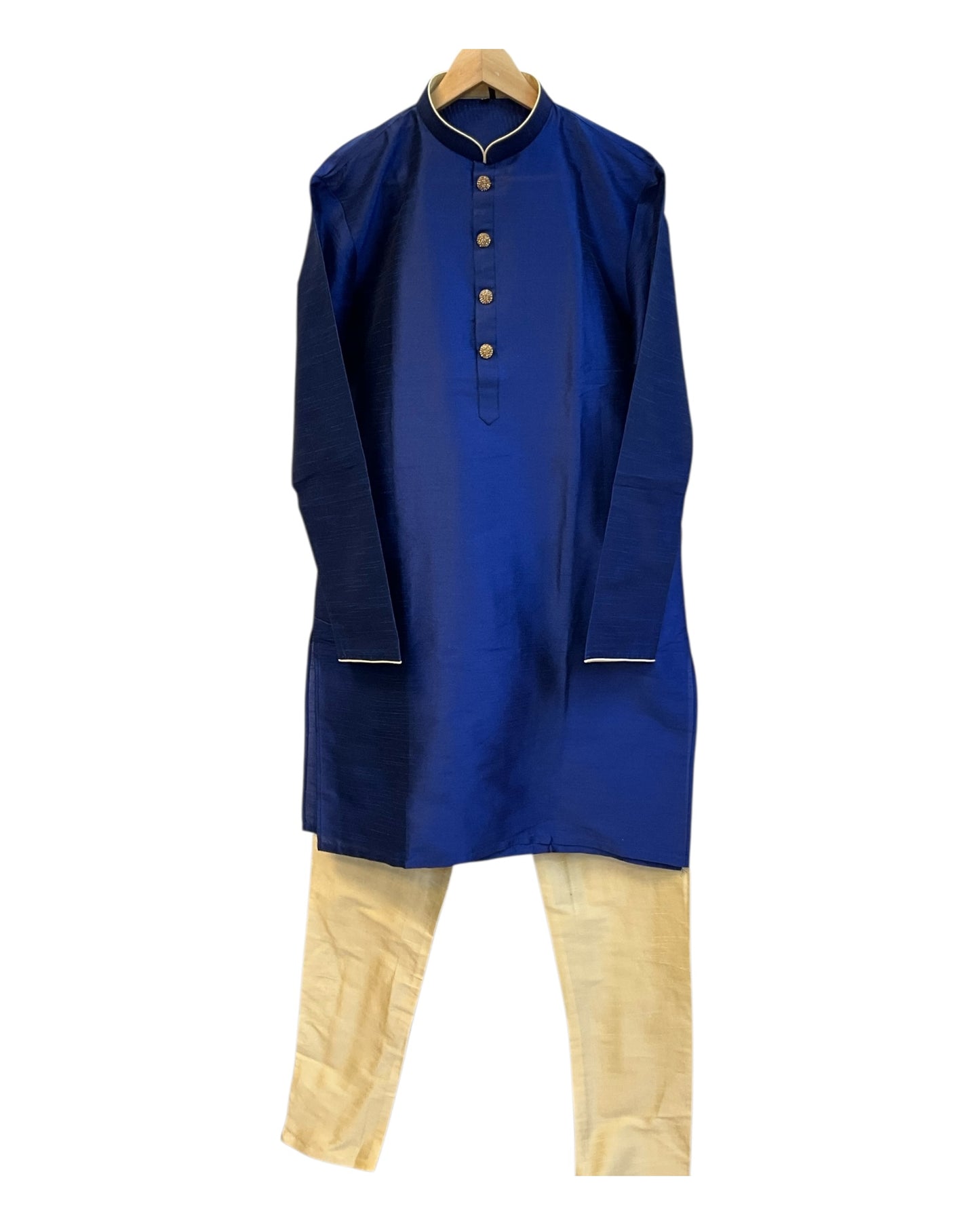 Royal Blue - Silky Mens Indian Kurta set - UK Stock - Ideal to Pair with a Waistcoat - VEE1095 KJ