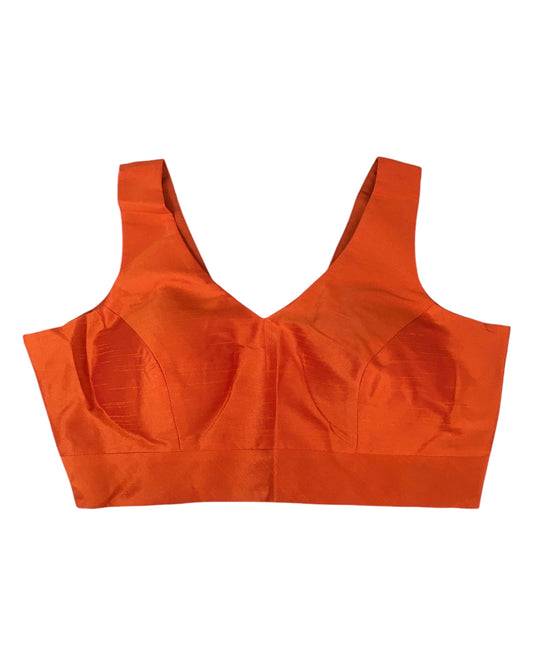 Rust / Burnt Orange - Silky Saree blouse with cups,  Sleeveless - 38" - UK Stock - Quick Delivery - RNK - R722A-KY