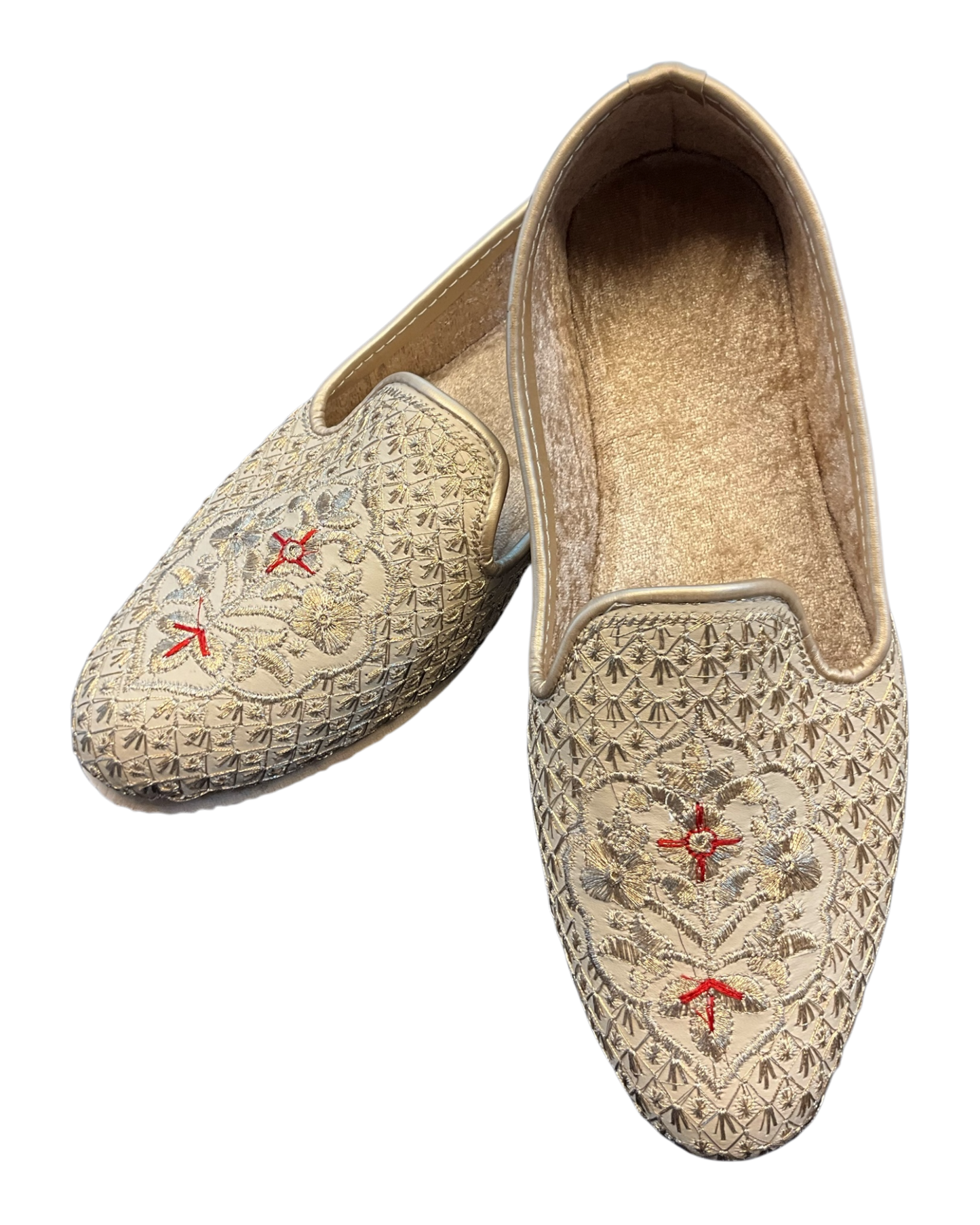 Gold Embroidered - Loafer Style Mojri - Indian Mens shoes - Mojari , Khossay -  Sherwani / Kurta - PAL2603 C