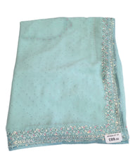Sea Green - Chiffon - Party Wear Embroidiered Saree with Blouse Piece - SP250407 VT 0425