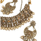 Gold / Neutral - Large Size Antique Gold Finish Necklace Set with Earrings - VC1553  KV 0424