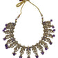 Purple - Large Size Antique Gold Finish Necklace Set with Earrings - AV7783  11KK24