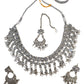 Clear - Medium - Silver Finish Necklace Set with Earrings - RAK185 Cp 0724