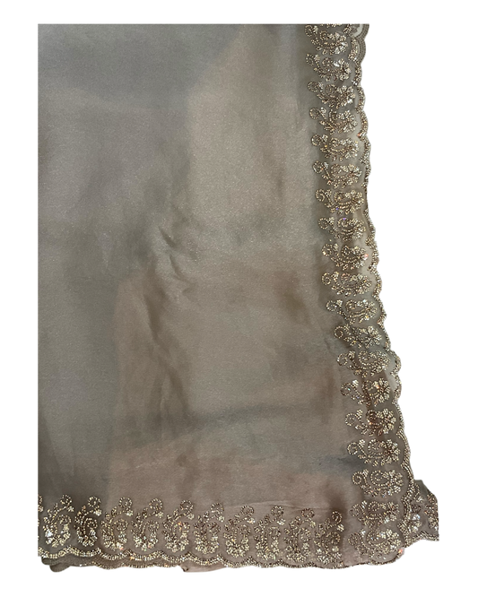 Gold - Rich Saree with Stone Work and Blouse Piece - UK stock - 24hr Dispatch - RS2516 TH