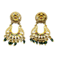 Green - Medium - Gold Finish Traditional Earrings - Bollywood - Weddings - AE2603 T