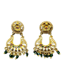 Green - Medium - Gold Finish Traditional Earrings - Bollywood - Weddings - AE2603 T
