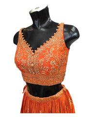 Burnt Orange - Designer Ready Made Lehenga Set - Size 10 (12) UK Stock - 24h Dispatch - HINA  KVP 0425