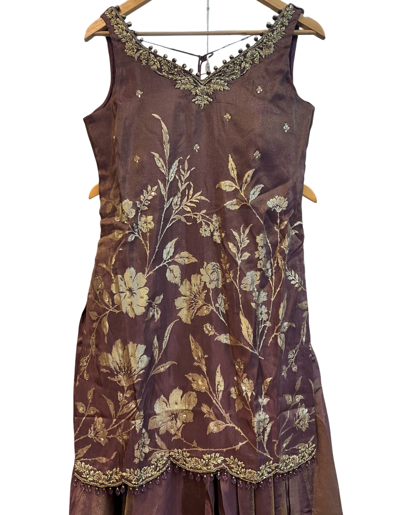 UK 10 / 36" - Plum / Wine - Designer Ladies Sharara / Palazzo Trousers Suit - UK Stock - Sangeet / Henna / Weddings - VMK Disha 04AY26