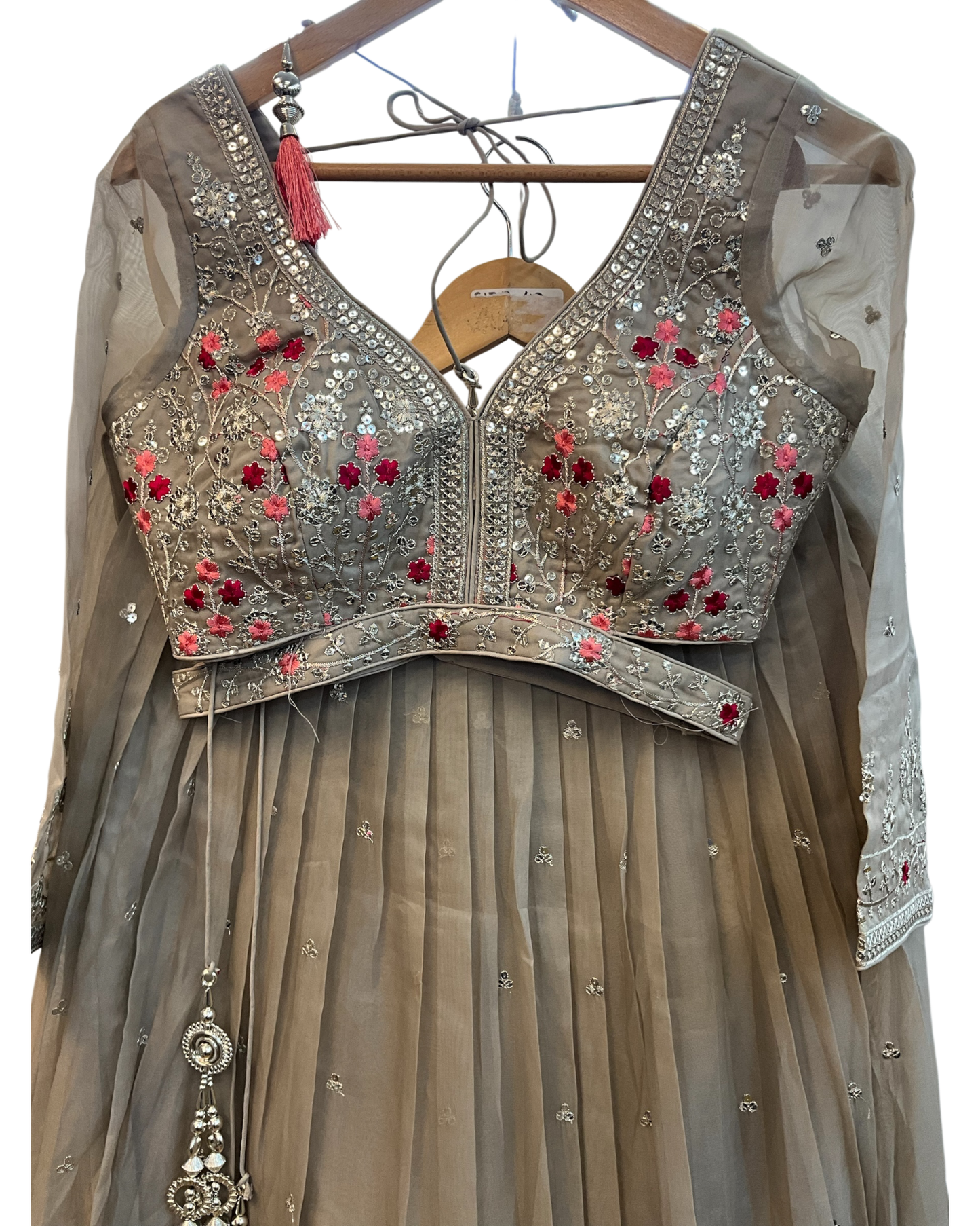 SALE ! Size UK 12 (38") Light Grey - Lehenga Set - Mehndi / Sangeet / Bridesmaids / Weddings / Garba  - UK Stock - 24h Dispatch - OC42076  PA26