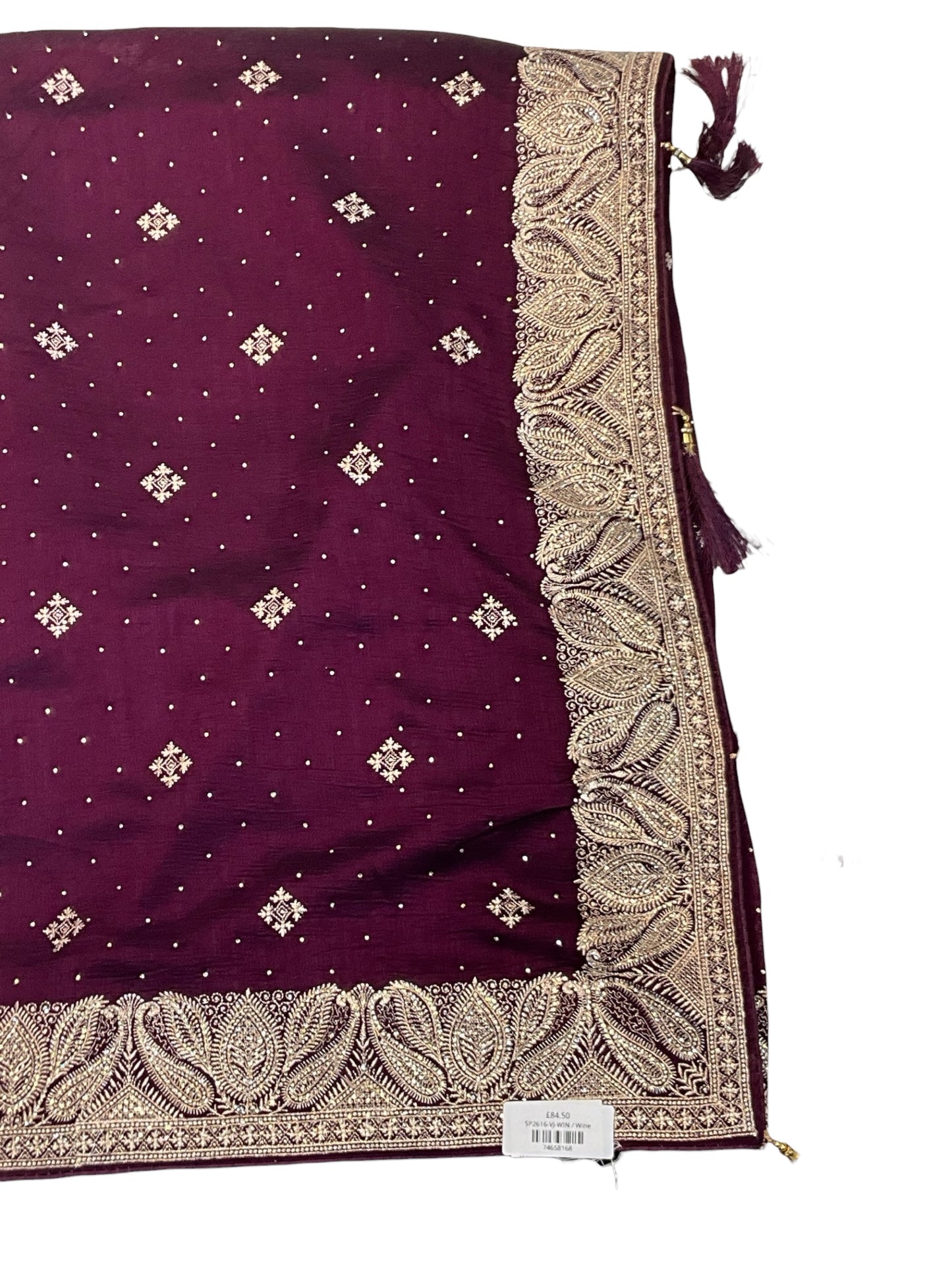 Wine - Fancy Party Saree with Blouse Piece - UK stock - 24hr Dispatch - SP2616 VJ