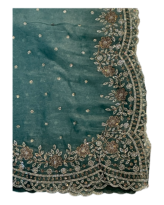 Turquoise Blue - Classic Saree with Thread Work Border and Blouse Piece - UK stock - 24hr Dispatch - RS2529 JR