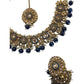 Navy - Large - Antique Gold Finish Necklace Set with Earrings - RAK203 KK 0724