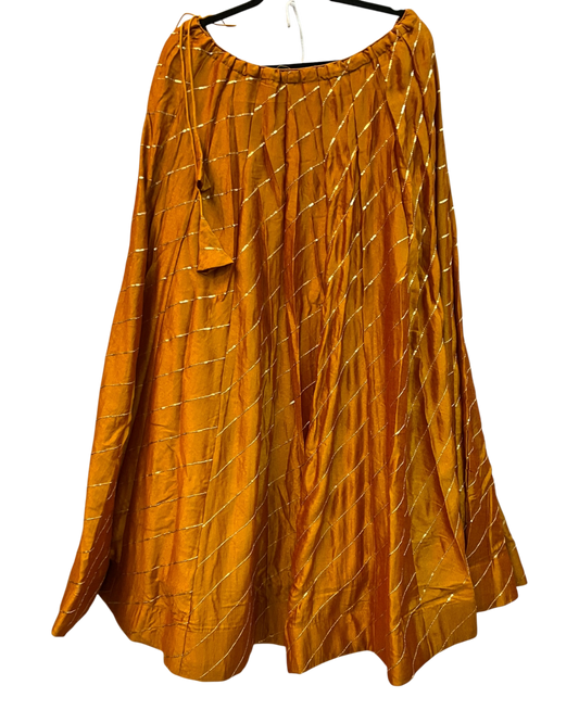 Size UK 16 (42" Bust) Amber Yellow -  Dupion Silk Lehenga Set  - Garba / Dandia , Mehndi / Sangeet / Weddings - Adjustable to Size 18 - UK Stock - 24h Dispatch - AF2506 09TY25