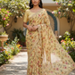 Yellow - Printed Crepe Silky Saree with Blouse Piece - UK stock - 24hr Dispatch - RS2527 TJ