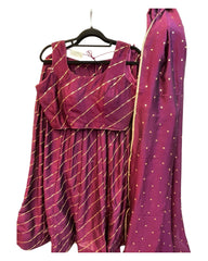 Wine -  Dupion Silk Lehenga Set - Size UK 12 (38