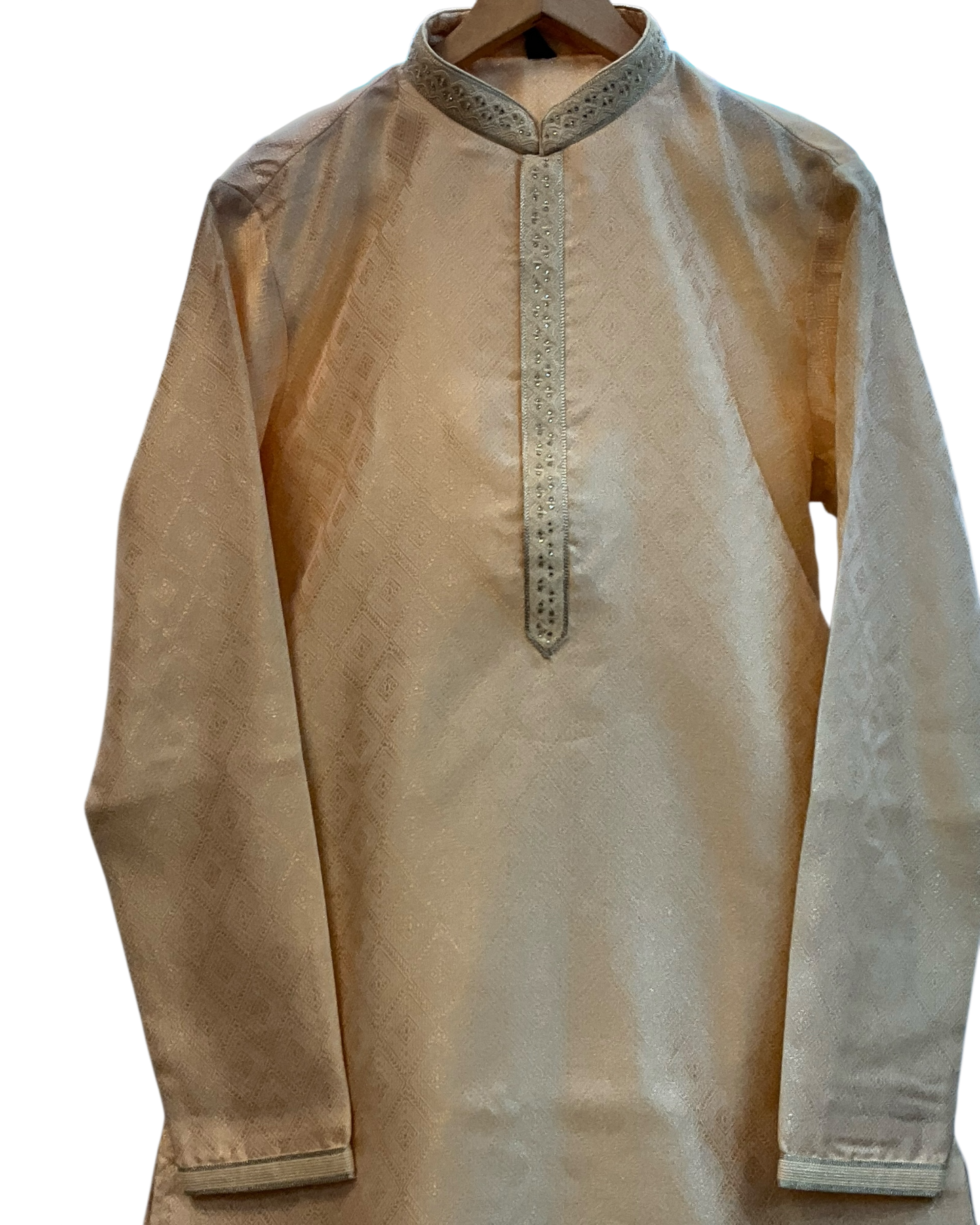 Cream / Ivory - Banarasi Handloom Brocade Mens Indian Kurta set with Trousers - UK Stock - Weddings / Walimas , Sangeet, Diwali, Eid, Mehndi / Henna - VEE2509 VR