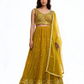 Size UK 14 (40" Bust) Adjustable to Size 16 - Sunny Yellow - Banarasi Silky Lehenga Set - Mehndi / Sangeet / Bridesmaids / Weddings / Garba  - UK Stock - 24h Dispatch - JF10520 05PV26