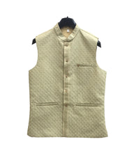 Sage Green - Rich Lucknowi Sequins Mens Waistcoat - Bollywood - KCS4013 VH 0324