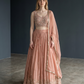 Size UK 10 (36" Bust) Adjustable to Size 12 - Pastel Coral Pink / Peach - Silky Lehenga Set - Mehndi / Sangeet / Bridesmaids / Weddings / Garba  - UK Stock - 24h Dispatch - KM557 07TP26