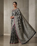 Grey - Traditional Handloom Saree with Blouse Piece - UK stock - 24hr Dispatch - SP2629 VJ