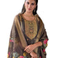 Dark Grey - Banarasi Handloom Ladies Indian Salwar Suit with Printed Dupatta - Available in Size 10 (36") LL-FAR22405 TY 1024