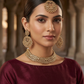 Crystal / Neutral - Medium Size Antique Gold Finish Necklace Set with Earrings - SJ07 08KY25