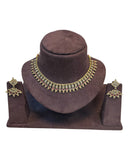 Fuchsia - Small Size Antique Gold Finish Necklace Set with Earrings - AE2501  A 0525