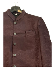 Dark Maroon / Wine - Classic Banarasi Handloom Brocade Sherwani with Gold Buttons -  BS788 08JC25