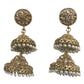 Neutral / Gold - Large - Antique Finish Traditional Zhumki Earrings - Bollywood - Weddings - HB992 C 0724