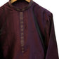 Wine - Banarasi Handloom Brocade Mens Indian Kurta set with Trousers - UK Stock - Weddings / Walimas , Sangeet, Diwali, Eid, Mehndi / Henna - VEE2459 VP