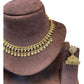 Gold / Neutral / Pearl - Small Size Antique Gold Finish Necklace Set - AE2506 C 0525