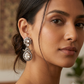 Clear / White - Small - Antique Gold Finish Traditional Earrings - Bollywood - Weddings - 15ER715 07J26
