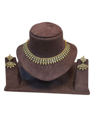 Lilac - Small Size Antique Gold Finish Necklace Set with Earrings - AE2501  A 0525