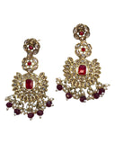 Maroon - Large - Antique Gold Finish Traditional Earrings - Bollywood - Weddings - PRI1773  11Tp24