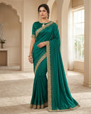 Bottle Green - Saree with Thread / Stone Work and Blouse Piece - UK stock - 24hr Dispatch - SP2612 KR