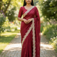 Maroon - Fancy Embroidered Saree with Blouse Piece - UK stock - 24hr Dispatch - SP250633 KA
