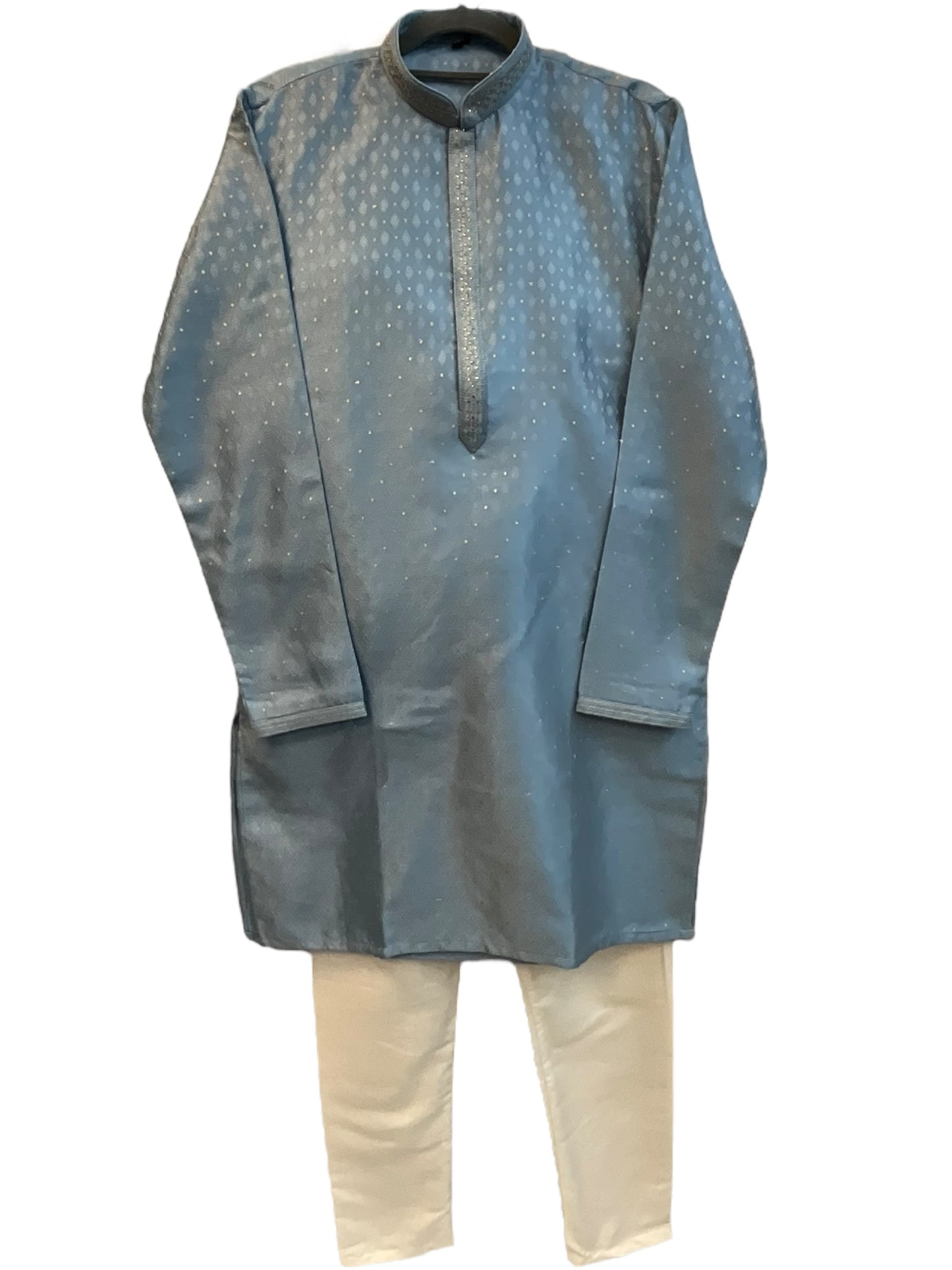 Light Blue - Banarasi Handloom Brocade Mens Indian Kurta set - UK Stock - Weddings / Walimas , Sangeet, Diwali, Eid, Mehndi / Henna - VEE2488 VR