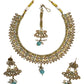 Peach / Sea Green - Antique Gold Finish Necklace & Earrings Set - Bollywood - Weddings - HR1015 11C24