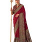 Red - Traditional Block Printed Dupion Silky Saree with Blouse Piece - UK Stock - 2/3 days Delivery  12KC25 K914