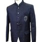 PREMIUM Slim Fit Mens Navy Blue Self Brocade BandhGala / Prince / Chinese Collar Jacket - Fantastic Fit - CS2411 TP 0524